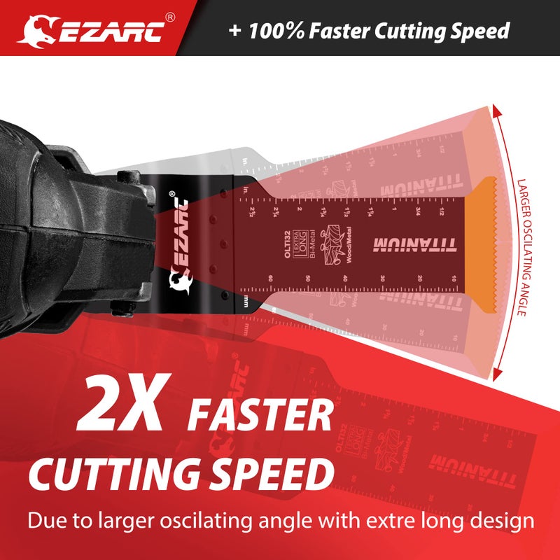 EZARC شفرات منشار متأرجحة من التيتانيوم من EZARC، شفرات متعددة المهام متأرجحة طويلة جدًا لمسامير الخشب المعدنية، قطع البلاستيك، 3 عبوات - Image 3
